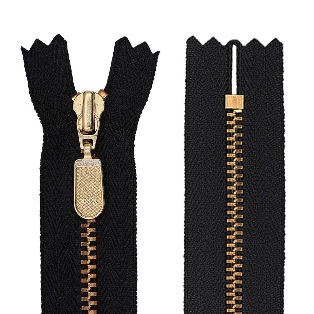 YKK 6.5 inches Closed End metal Zip in Gold with black